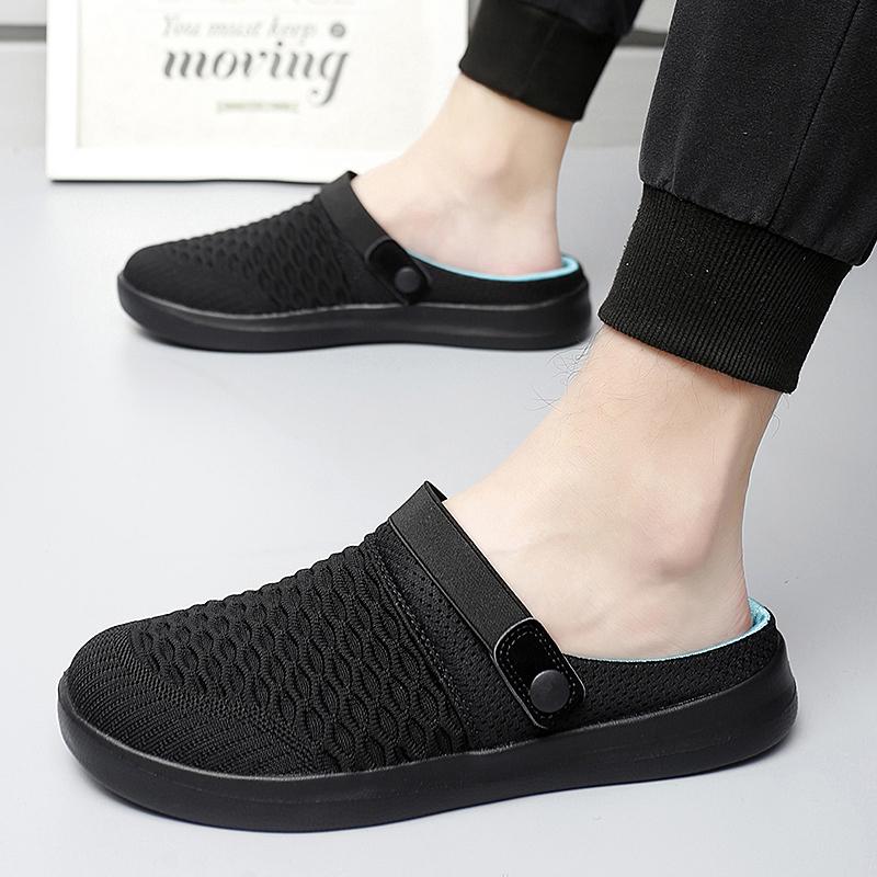 Women Slippers Casual Men Color Sandals Backless Summer Slip On Clogs Black Lightweight Couple Beach Shoes Large Size