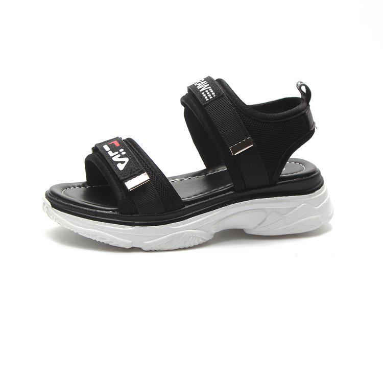 

Летние новые сандалии женские корейская версия модные повседневные студентка маффин подошва танкетка липучка платформа пляжная обувь женская 40 чёрный