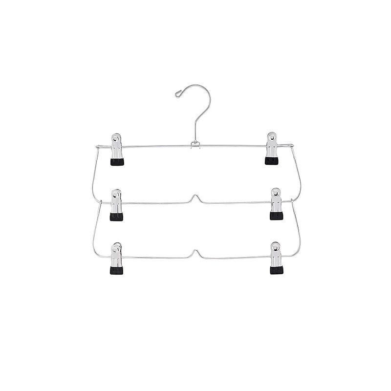 6-Layer Adjustable Foldable Metal Hanger with Clips for Skirts and Pants