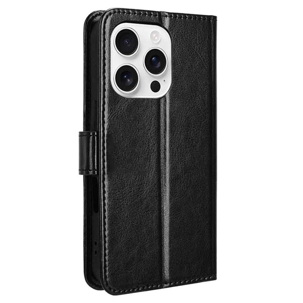 For iPhone 16 Pro Max Case Crazy Horse Texture PU Leather Phone Wallet Cover