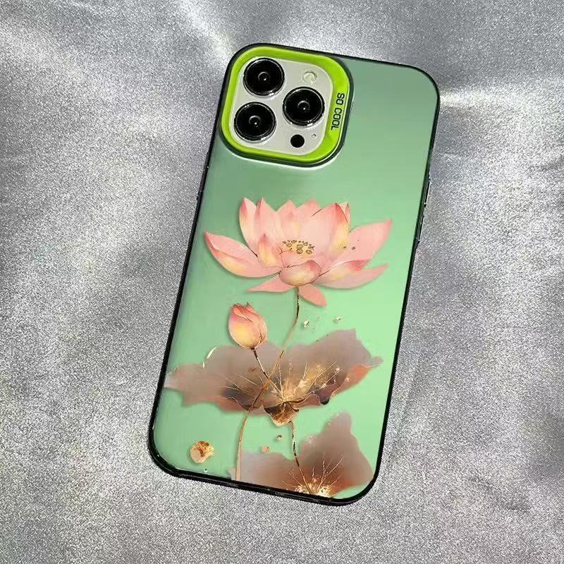 The new few lotus flowers are suitable for iphone17 mobile phone case Apple 16promax/15 anti-drop 14pro13 Europe and America