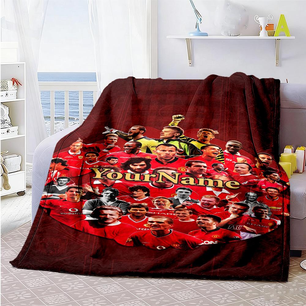 Manchester Customize Your Name Blanket Multi-purpose Customizable Blanket Durable Comfort Perfect for Living Room Office Chair Couch Livingroom