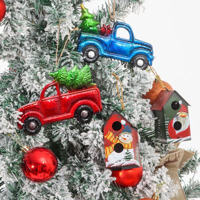 Painted Craft Christmas Hanging Ornaments Xmas Tree Decorations House Shape Truck Car Pendants