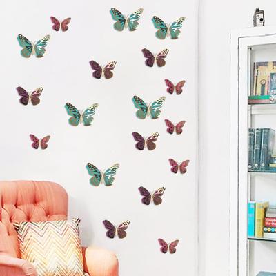 12 Stück/Set Wandaufkleber, doppelschichtiges, abnehmbares Papier, künstlerische Wand, glitzernder Schmetterling