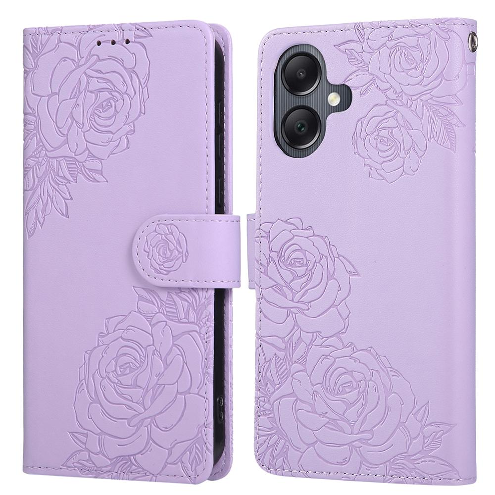 For Samsung Galaxy A07 4G/A06 4G/A06 5G Case Rose Flower PU Leather Wallet Phone Cover with 3 Card Slots/Wrist Strap