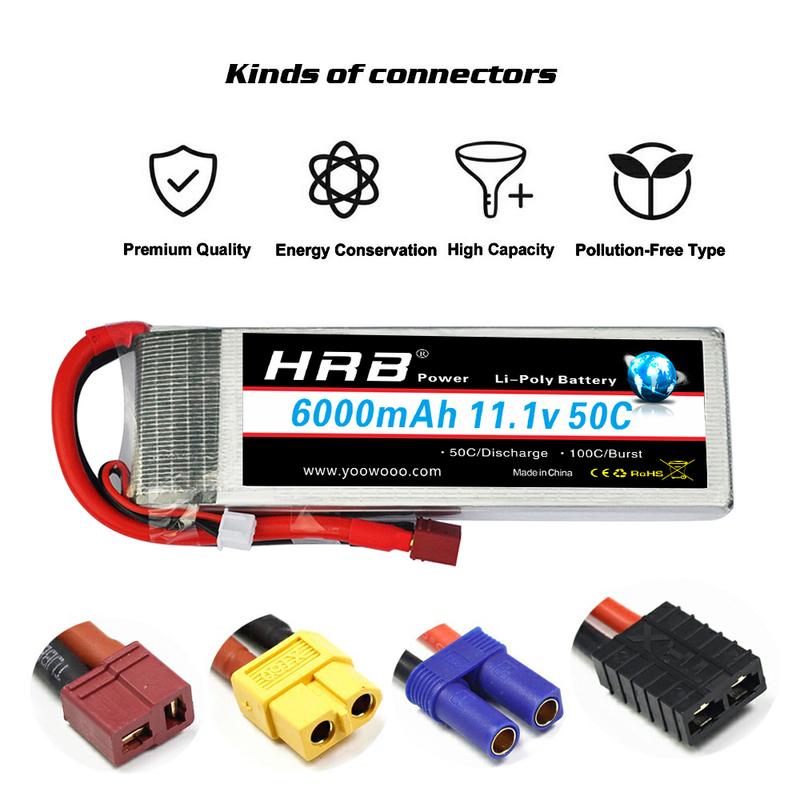 HRB 2S 3S 4S 5S 6S Lipo Battery 1300mah 2200mah 3300mah 4000mah 5000mah 6000mah Lipo with Deans XT60 for RC Car Airplane Boat