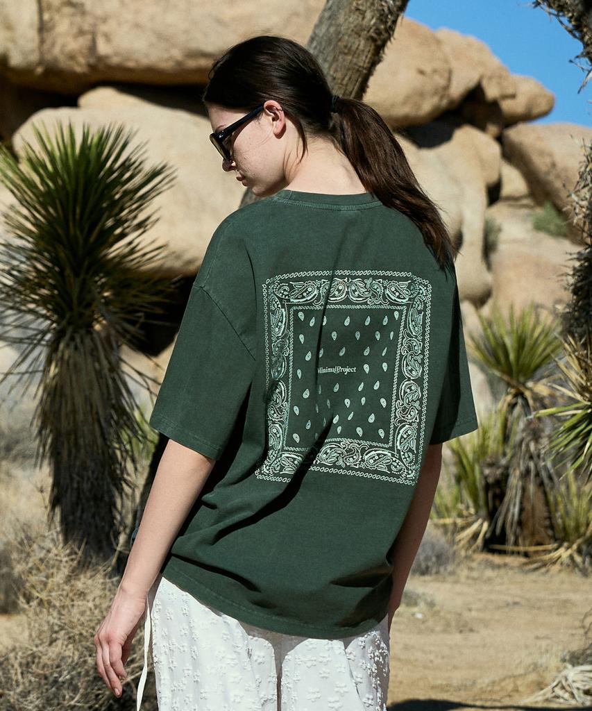 MINIMALPROJECT Paisley Pigment Short Sleeve T-Shirt Mst170 [Bluegreen]