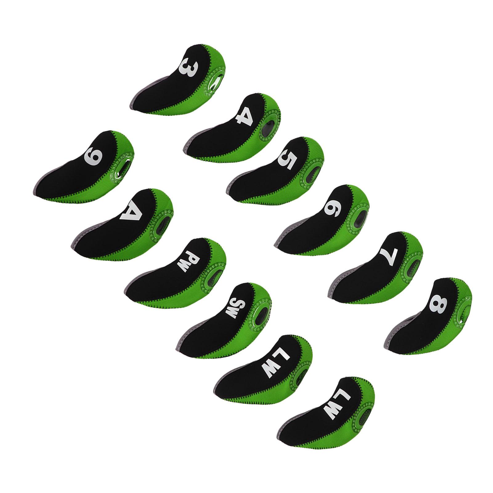 

12Pcs Putter Head Covers Blade Golf Club Headcovers Neoprene Protective Jacket for Training Daily UseGreen зелений