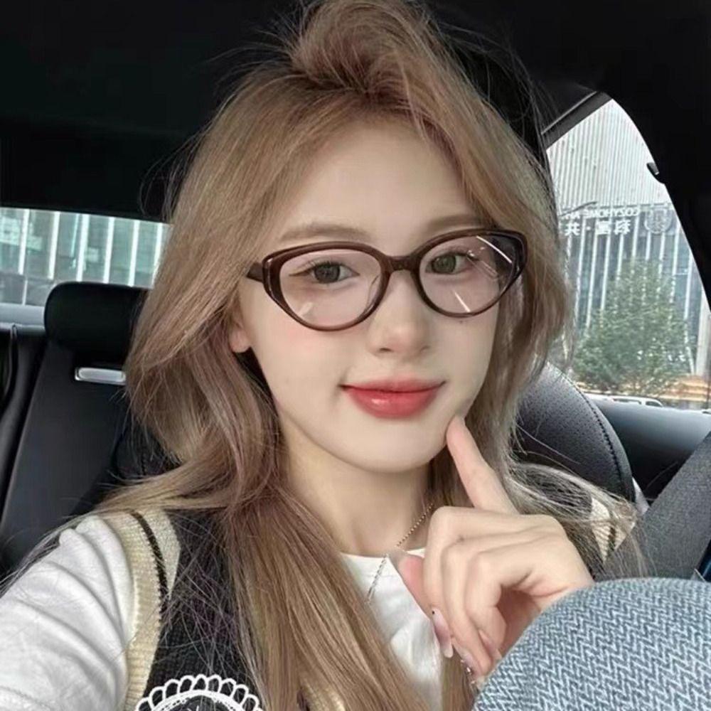 1Pc Pc Material Retro Anti-Blue Light Glasses Fashion Flat Mirror Cat Eye Glasses Unisex Small Frame Eyeglasses Reading Eyewear