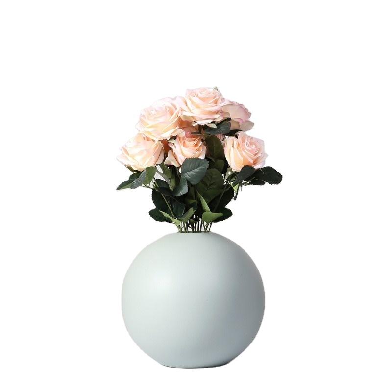 Full Round Color Flower Vase Ceramic Pots for Plants S Apple Shape Indoor Flower Vase for Decoration