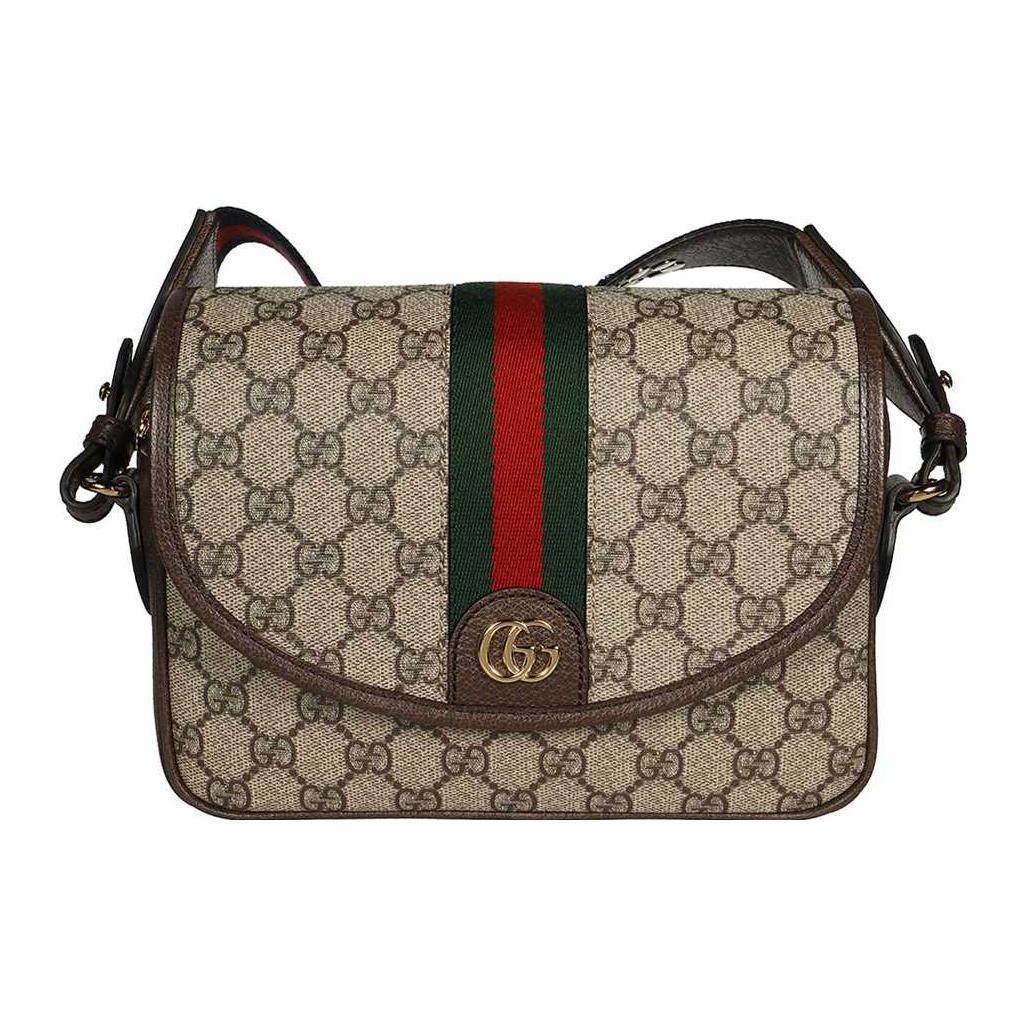 

Gucci GG Supreme Canvas Crossbody Bag Beige Ebony Web Stripe GG Logo Shoulder Bag 722117-FAAX3-9789 Basic Set (Bag+Dust Bag)