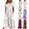 Women's Casual Dresses Printed Dresses Summer Dresses Printed Pleated Round Neck Midi Dresses Basic Outdoor Daily Short Sleeve Loose Dresses