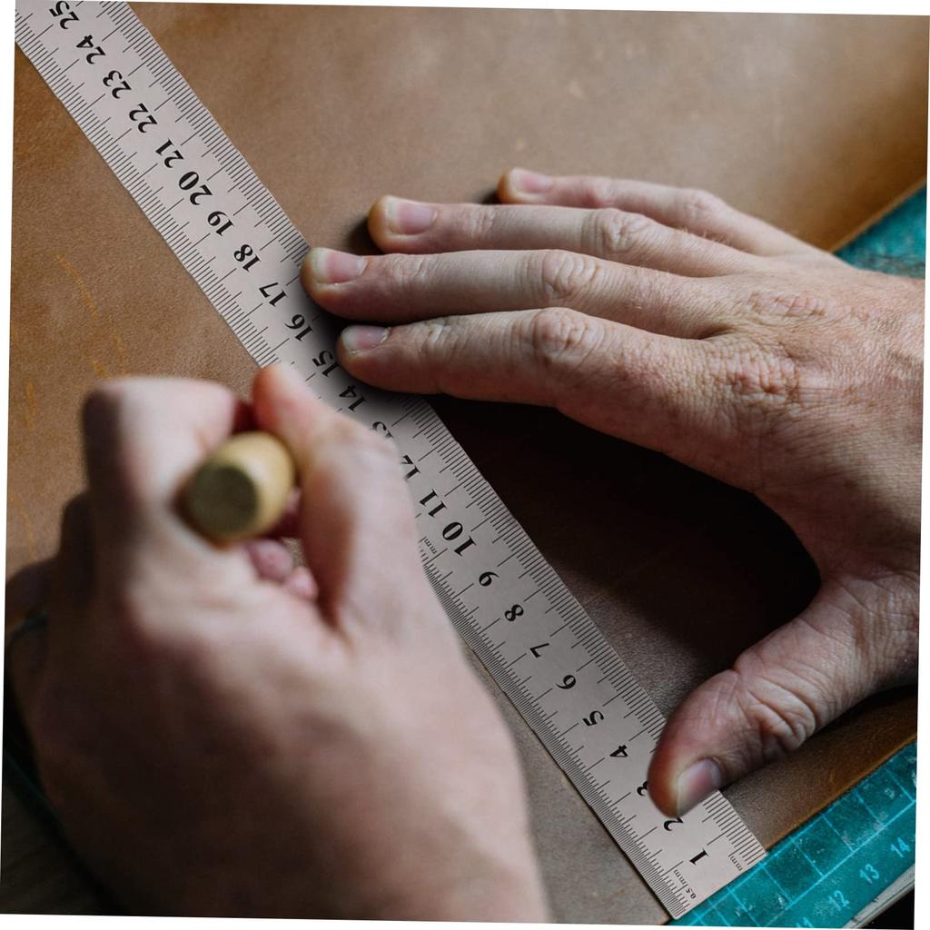 Stainless Steel Rulers, Straight Edges, Measuring Tape, for Office and Drawing, 3-Piece Set, 20cm, 30cm, 40cm, for Students, Teachers, and Engineers