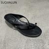 Fashion SUOJIALUN 2025 Summer New Brand Women Slipper Fashion Narrow Band Ladies Elegant Flip Flop Square Low Heel Dress Slides Shoes