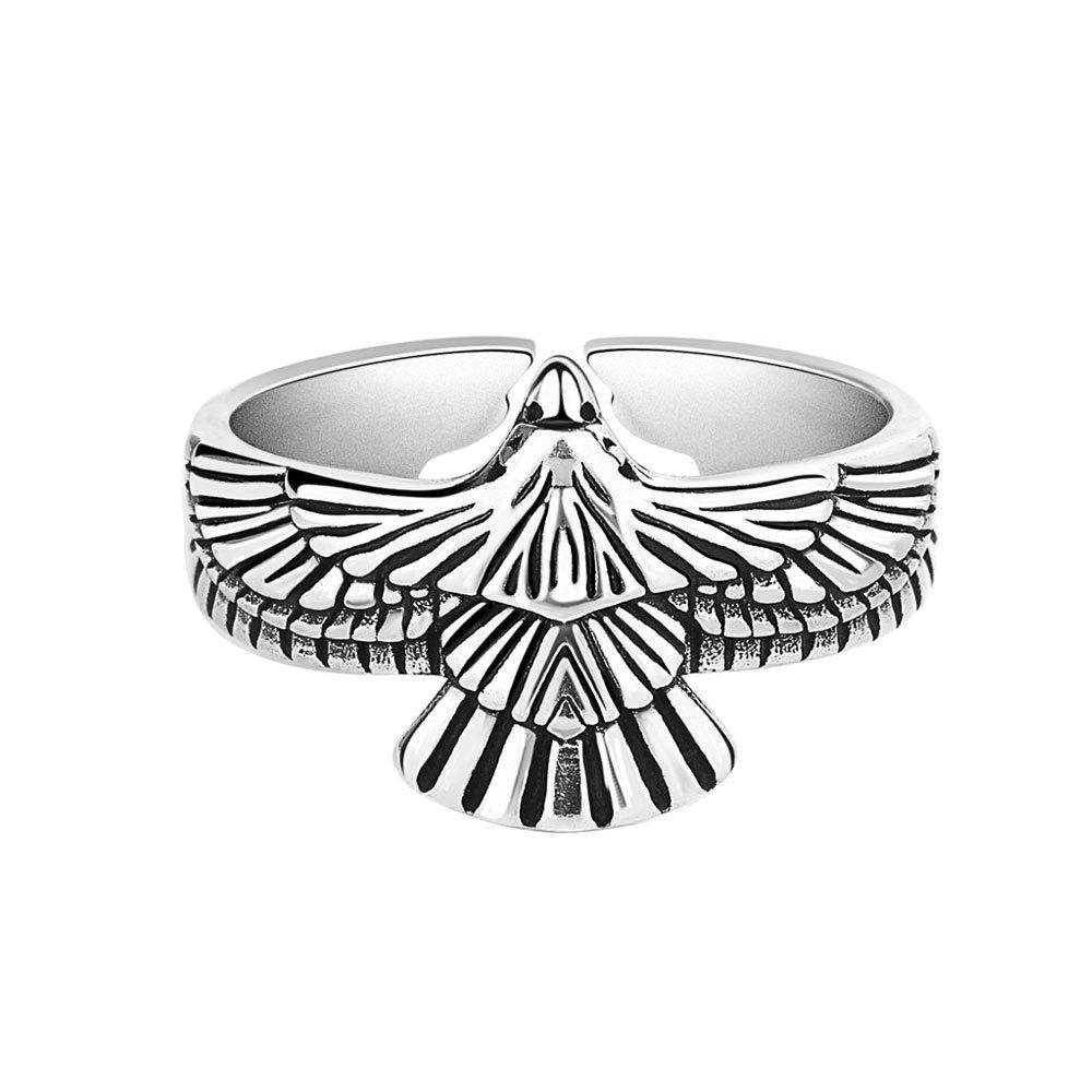 Vintage Eagle Animal Open Ring Unisex Adjustable Hip Hop Street Personality Finger Ring For Men And Women