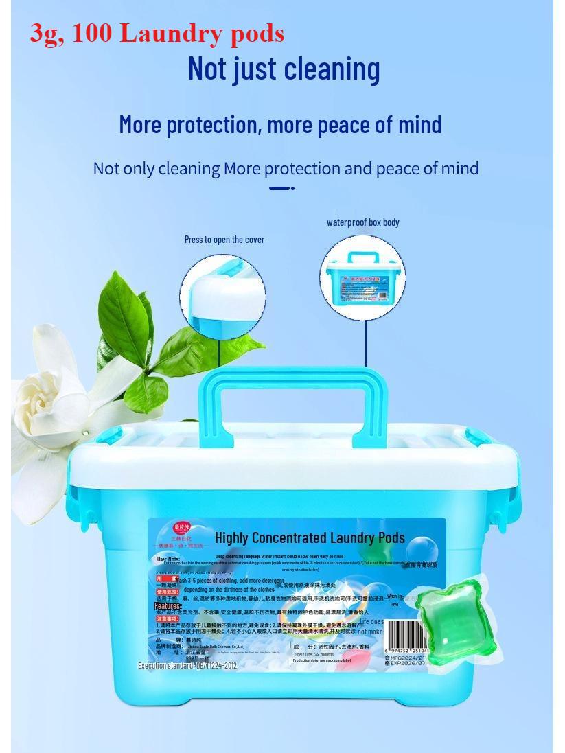 

Набор из 100 капсул стирального порошка - Глубокая очистка и стойкий аромат, гранулы и шарики по 5 г