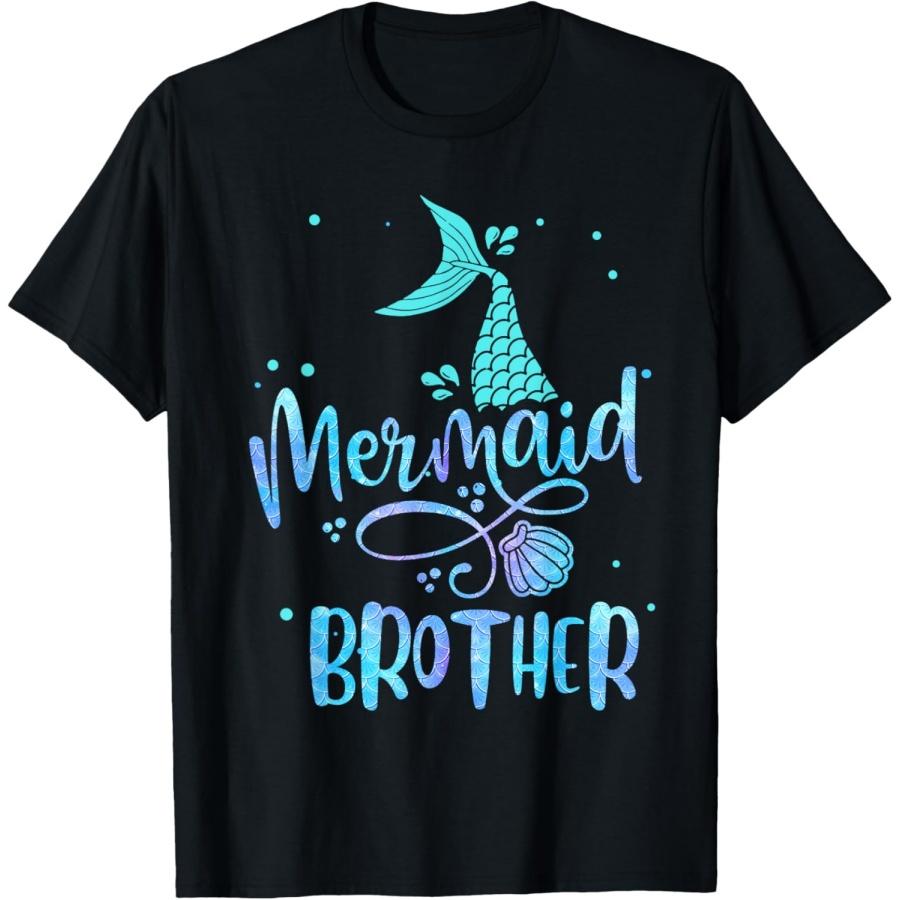 Mermaid Brother Funny Merman Family Matching Party Squad T-Shirt S