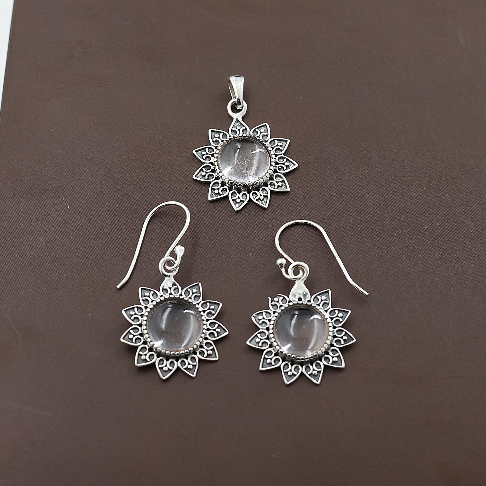 

Комплект подвесок и серег из горного хрусталя, ювелирные изделия ручной работы из стерлингового серебра 925 пробы, серебряные женские украшения, подарок для нее An0447-322 белый