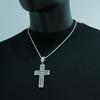 Hip-Hop Stainless Steel Men'S Domineering Full Diamond Cross Pendant Cuban Chain Necklace Accessories Hipster Personality Street
