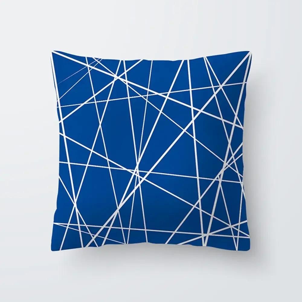 Bedroom Pillowcase Living Room Sofa Car Seat Chair Home Office Waist Cushion Cover Blue Simple Modern Home Decor