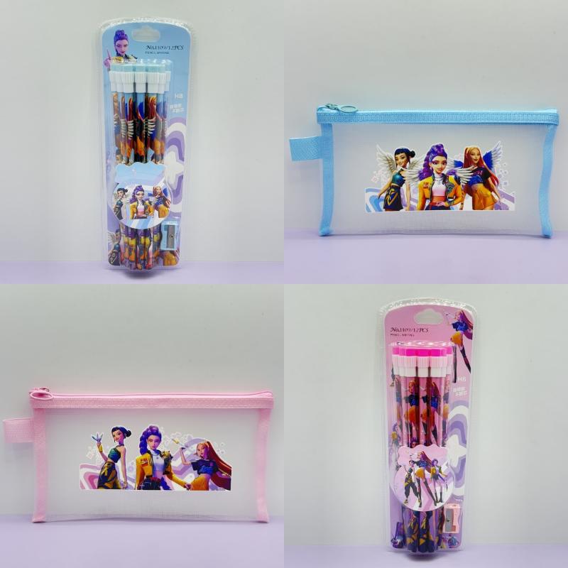 Kpop Dämonenjäger Bleistifte Stifttasche Lineal Spitzer Radiergummi Kinder Niedliches Schreibset Schüler Schulbedarf Kinder Geschenk