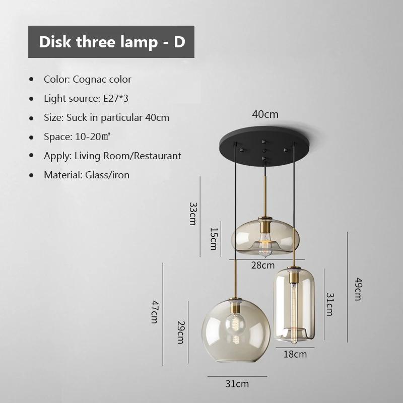 Modern Hanging Loft Glass Lustre Pendant Light Nordic Industrial Decor Lights Fixtures E27/E26 for Kitchen Restaurant Lamp