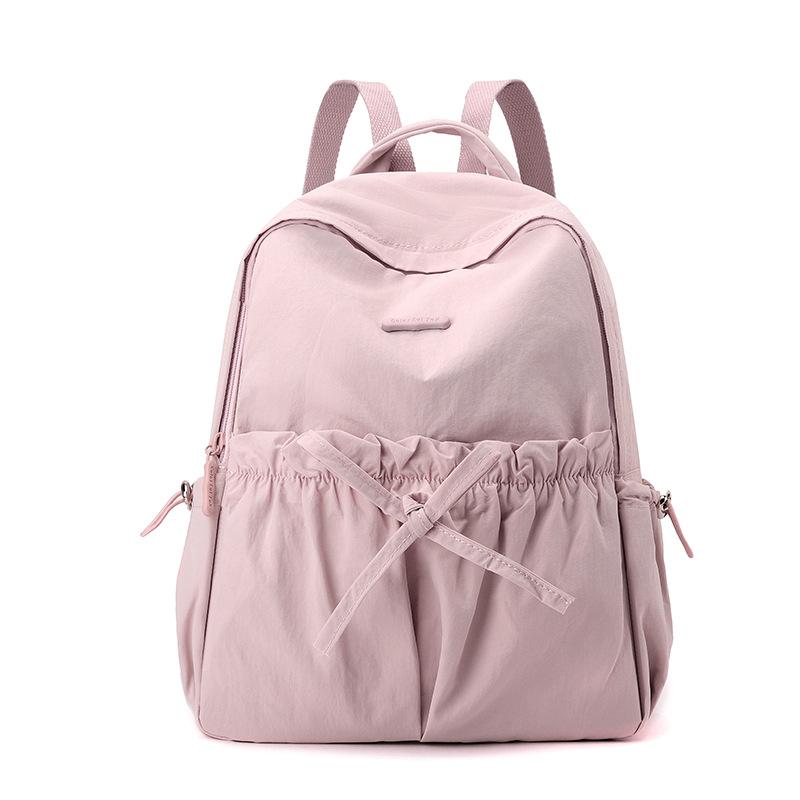 Niche Design Women's Drawstring Bow Backpack Simple Sports Backpack