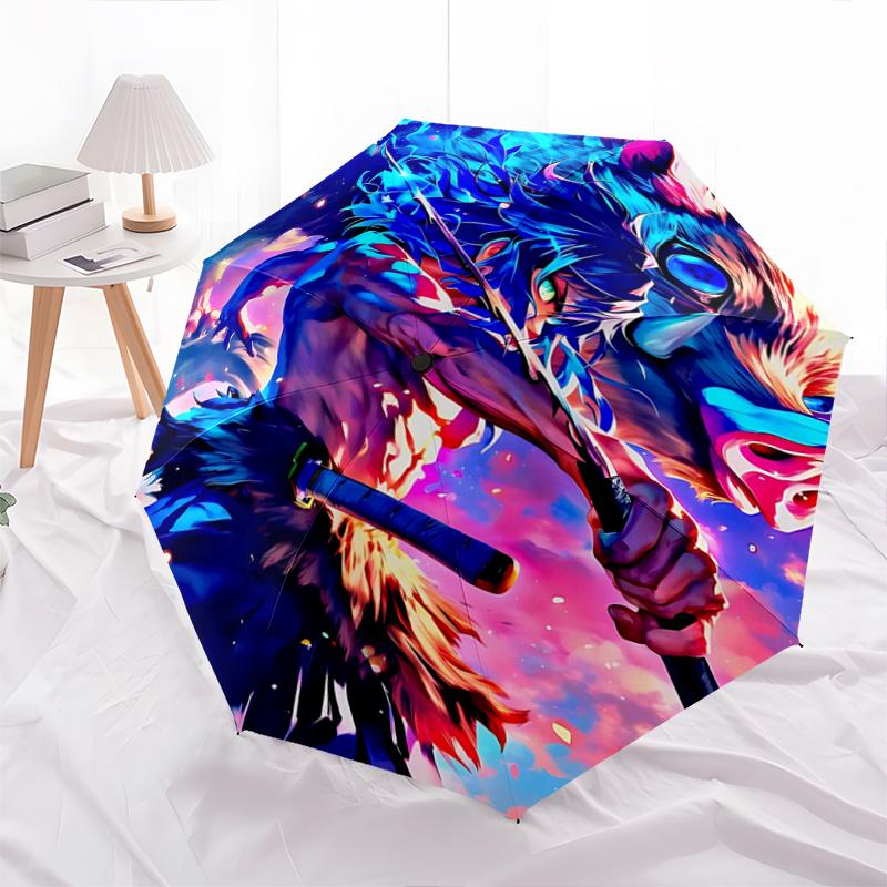 

1pc Blue Beast Warrior Cartoon Umbrella, Portable 3-Fold Compact Umbrella, Suitable for Camping, Hiking and Travel, Ideal Easter Birthday Gift fo