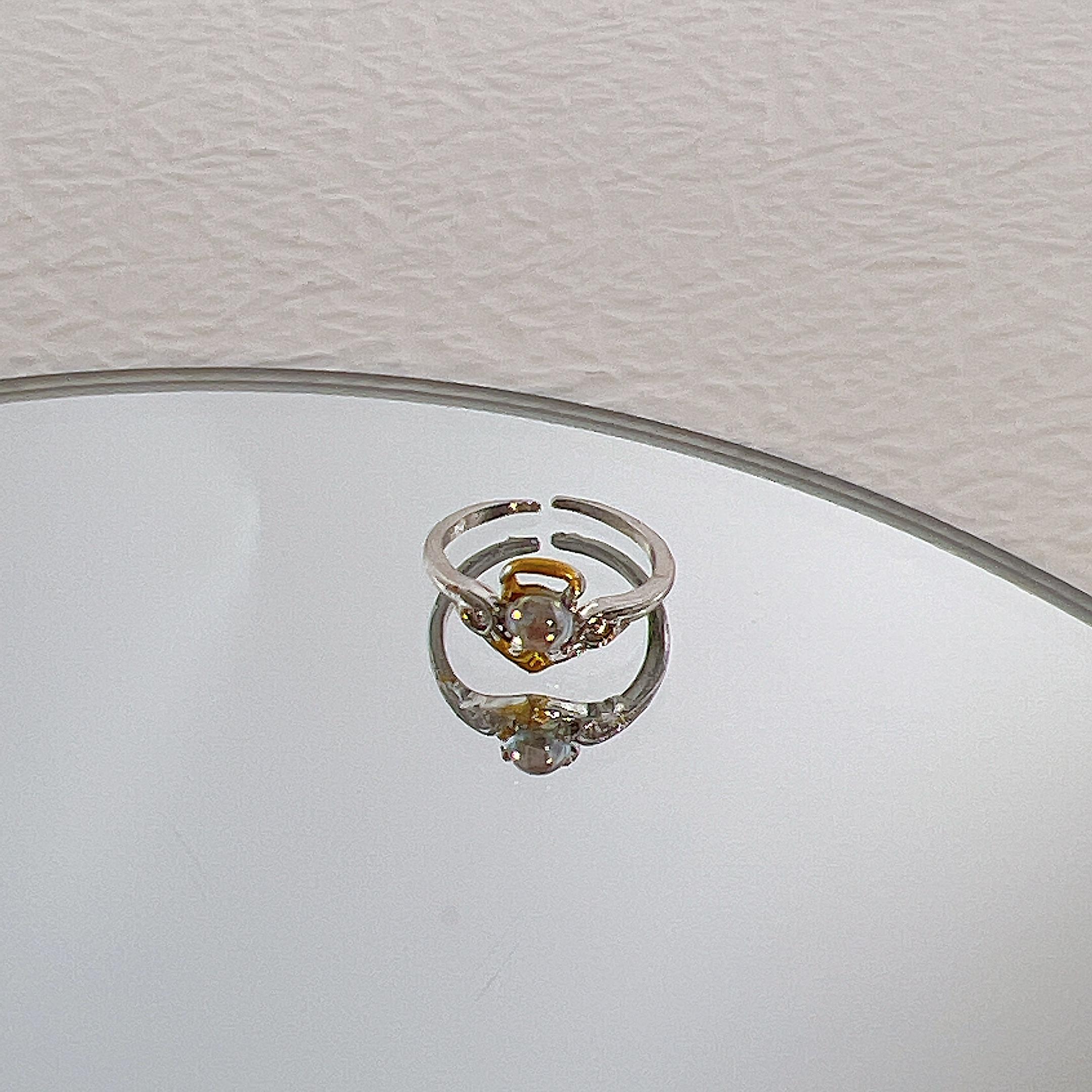 

17KM Y2K Crystal Rings Kpop Heart Regulable Ring Irregular Geometry Pank Vintage Rings Set for Women Girls New Fashion Jewelry