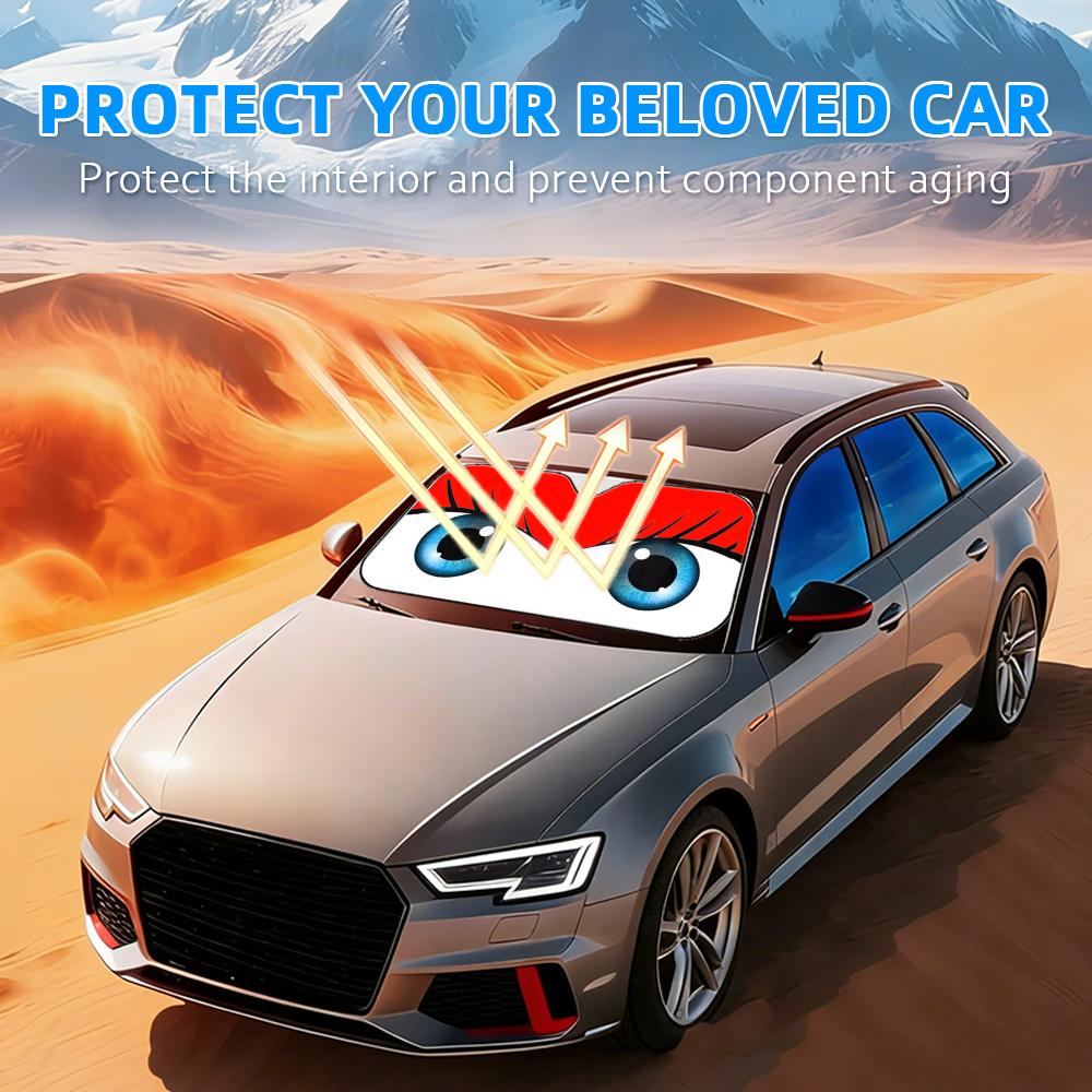 Cute Girl Car Eyes Sun Visor Car Windshield Sun Shade  Front Window Sunshade UV Block Heat Insulation Cover Parasol