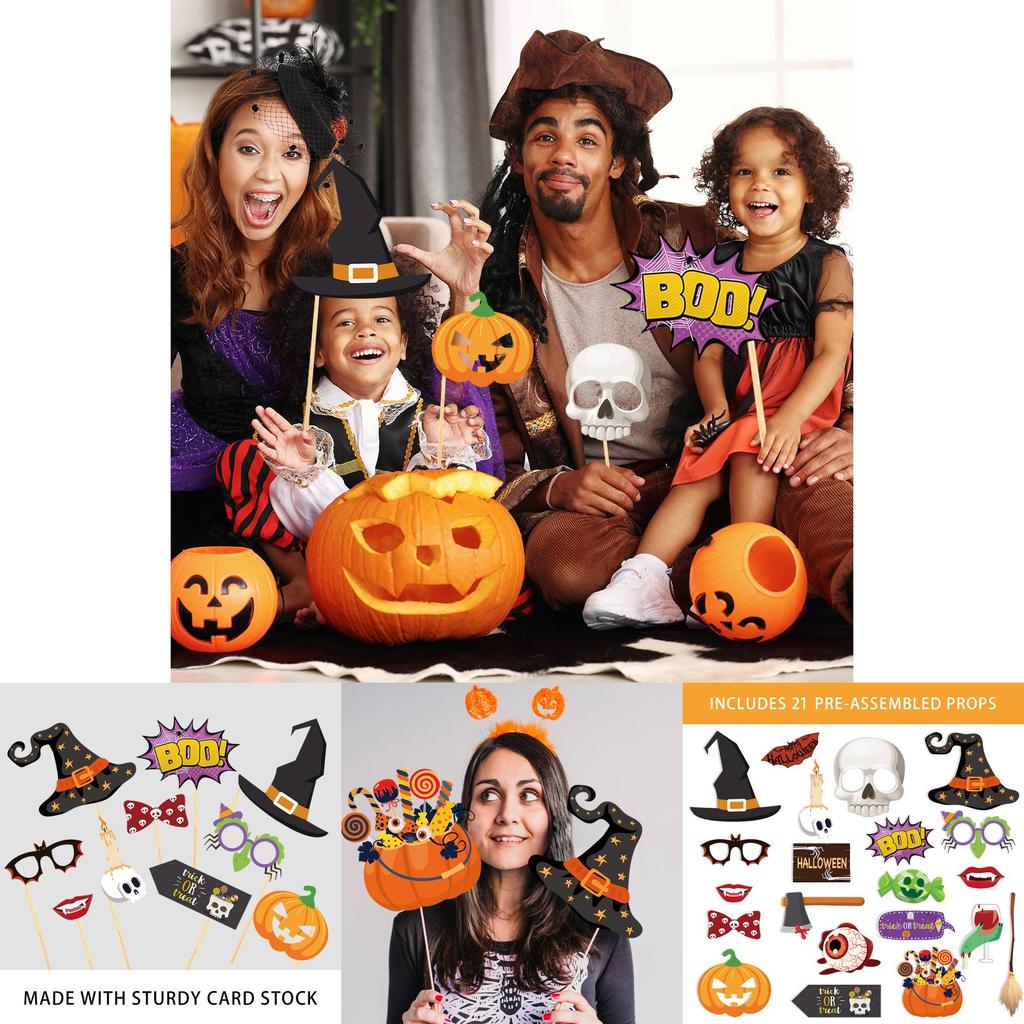 Halloween Skeleton Pumpkin Photo Props With Paper Material For Party Decorating