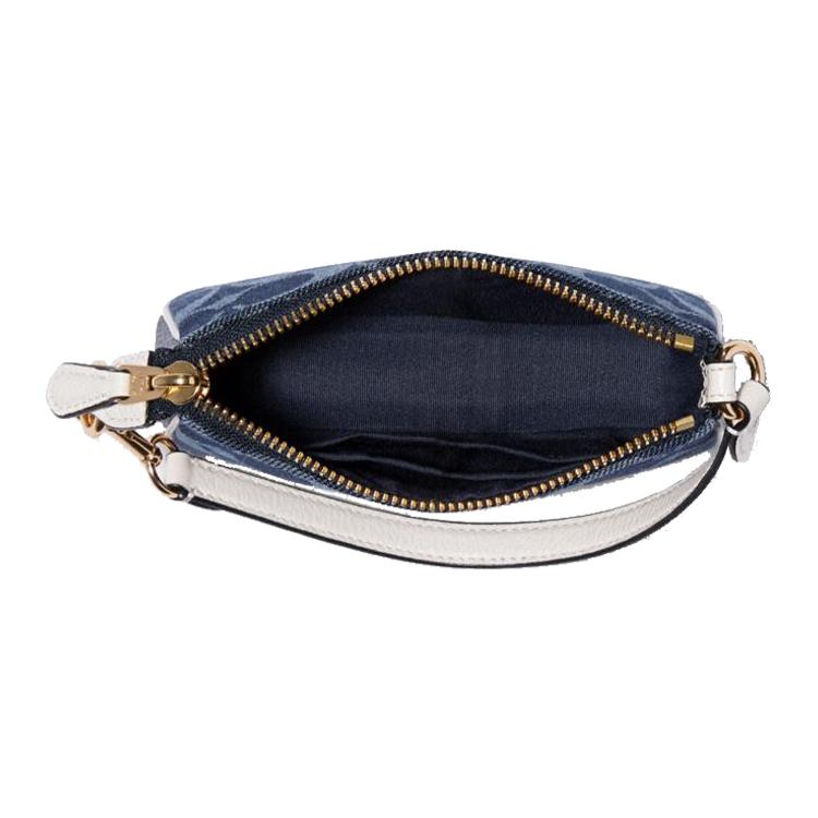 New COACH Nolita Jacquard Fabric With Leather Pochette, Shoulder Bag, Clutch, Wrist Bag, Handbag Mini Women's Denim Blue C3334-IMDEI