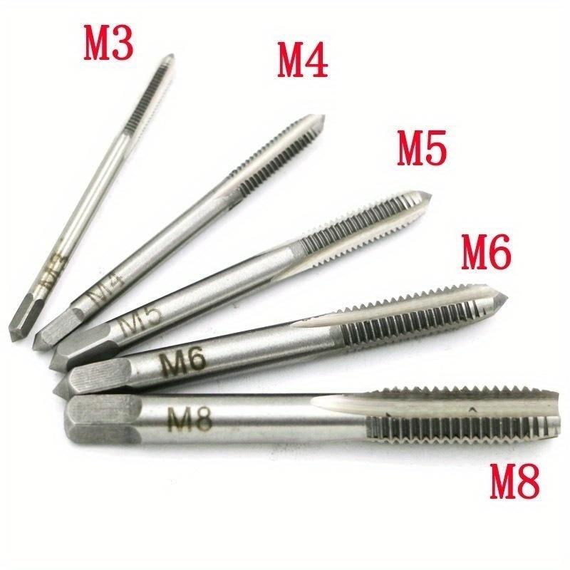 10PCS/Set M3 M4 M5 M6 M8 Machine Spiral Point Straight Fluted Screw Thread Metric Plug Hand Tap Drill