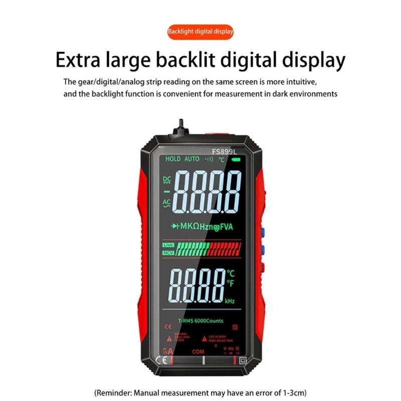 FS899L Color Screen Digital Multimeter With Large Bright Display USB C Rechargeable For Electrical Testing