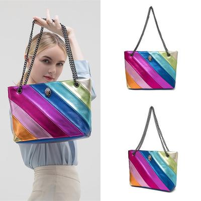 Módní dámská taška tote Color Blocking Splicing Řetízková crossbody taška Luxusní Duhová Hlava Orla Kabelka přes rameno Kabelka