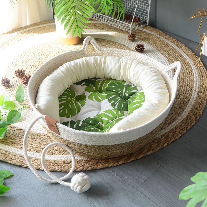 Rattan Woven Cat Bed: All-Season Winter Warm Nest for Pets