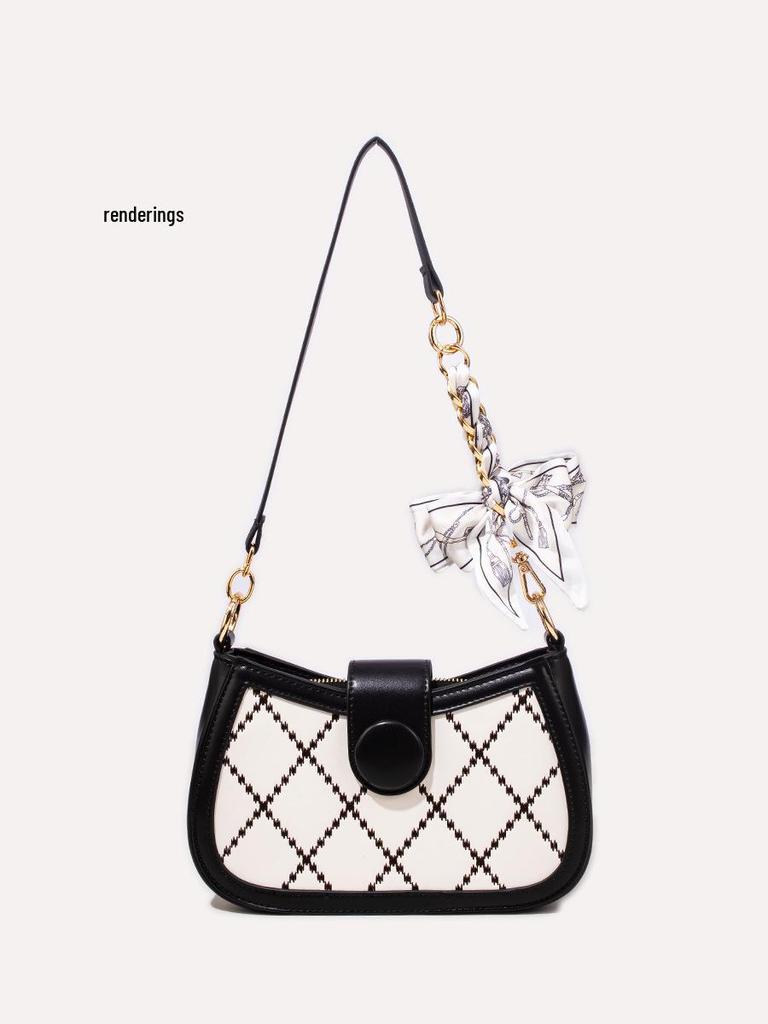 Vintage Women's Hand-Woven Silk Scarf Shoulder Bag with Metal Extension Strap