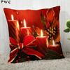 Benutzerdefinierte Kissenbezüge Weihnachtskerzen Quadratischer Kissenbezug Weihnachten Kissenbezug mit Reißverschluss 40*40cm,45*45cm(Eine Seite)
