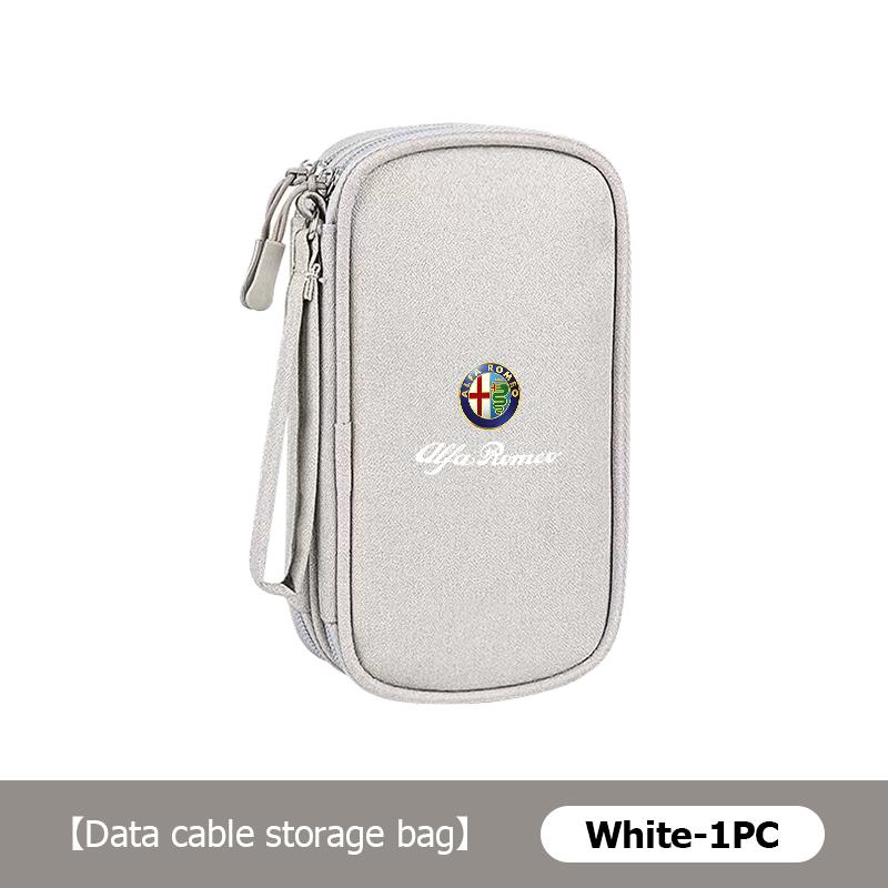 Car Logo Portable Data Cable Waterproof Storage Bag Accessories For Alfa Romeo 159 Giulietta Giulia 147 Mito 156 159 166 GT