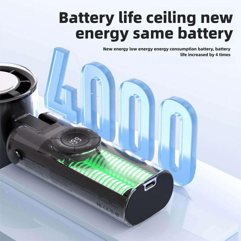 Mini Handheld Ice Compress Fan with Atmosphere Light 199 SpeedsUSB Rechargeable Turbo FanLED Light Display