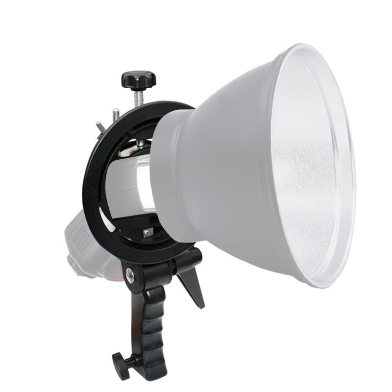 Universal Flash Bracket Mount Adapter with Hand Grip Adjustable for Speedlite Snoots Flash Softbox Photography Umbrella