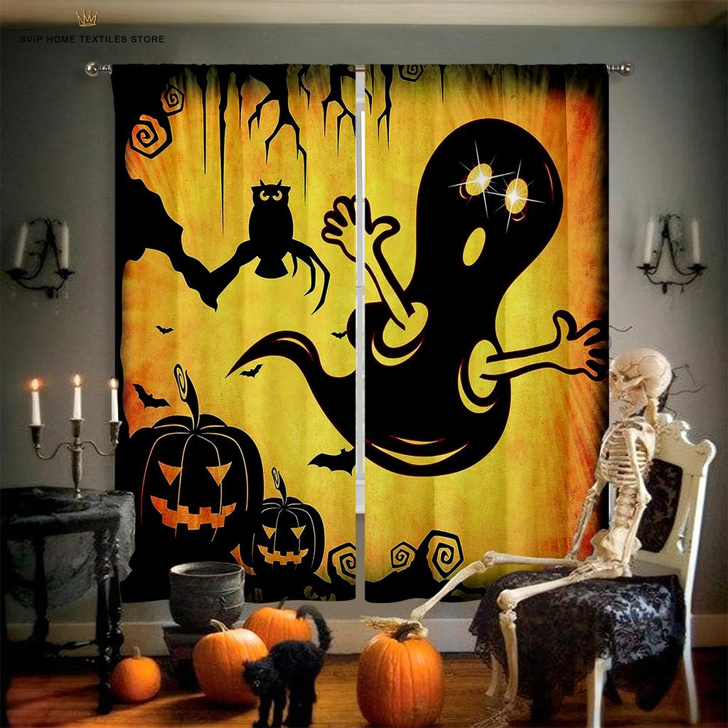 Halloween Horror Curtains, Pumpkin Castle, Holiday Party Decoration, Children's Room, Living Room, Restaurant