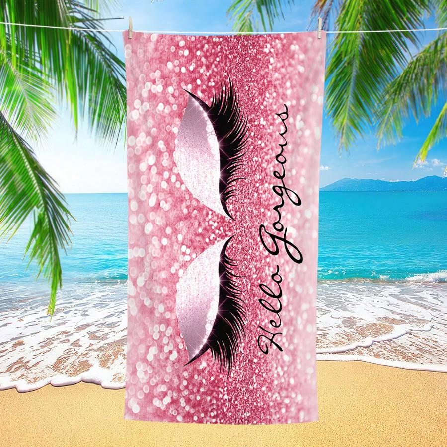 

Eyelash Print Beach Towel - Ultra Plush Microfiber, Super Absorbent & Quick-Dry for Pool, Gym, Yoga (Oversized Adult Bath Sheet) W30*H60(CM)