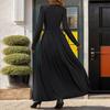 Damen Herbstkleid mit einfarbigem Schlitz, hoher Taille und schmaler Passform, langes Kleid