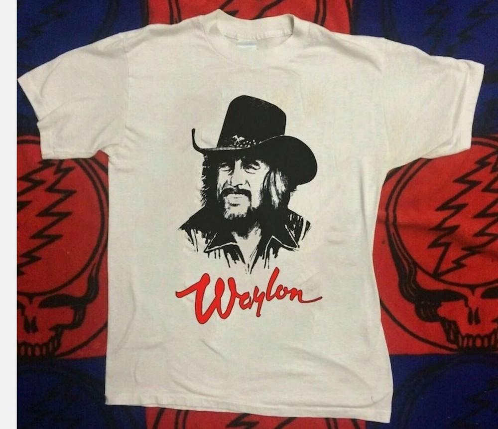 Винтажная Белая Унисекс Футболка с Принтом Концертного Тура Уэйлона Дженнингса 1984 года Унисекс Футболка L