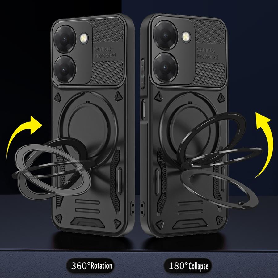 Solid Armor Shockproof Magnetic Case For Xiaomi Redmi 15C 15 A5 14C Note 14S 14 13 Pro Plus 5G Car Holder Ring Stent Phone Cover