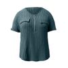 Women's Loose Solid Color Large Size Zipper Short Sleeve Fake Pocket Pullover T-shirt Top