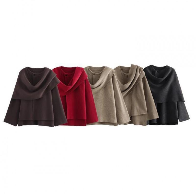 Womens Knit Wrap Scarf Coat Oversized Asymmetrical Long Sleeve Streetwear Cardigan Jacket