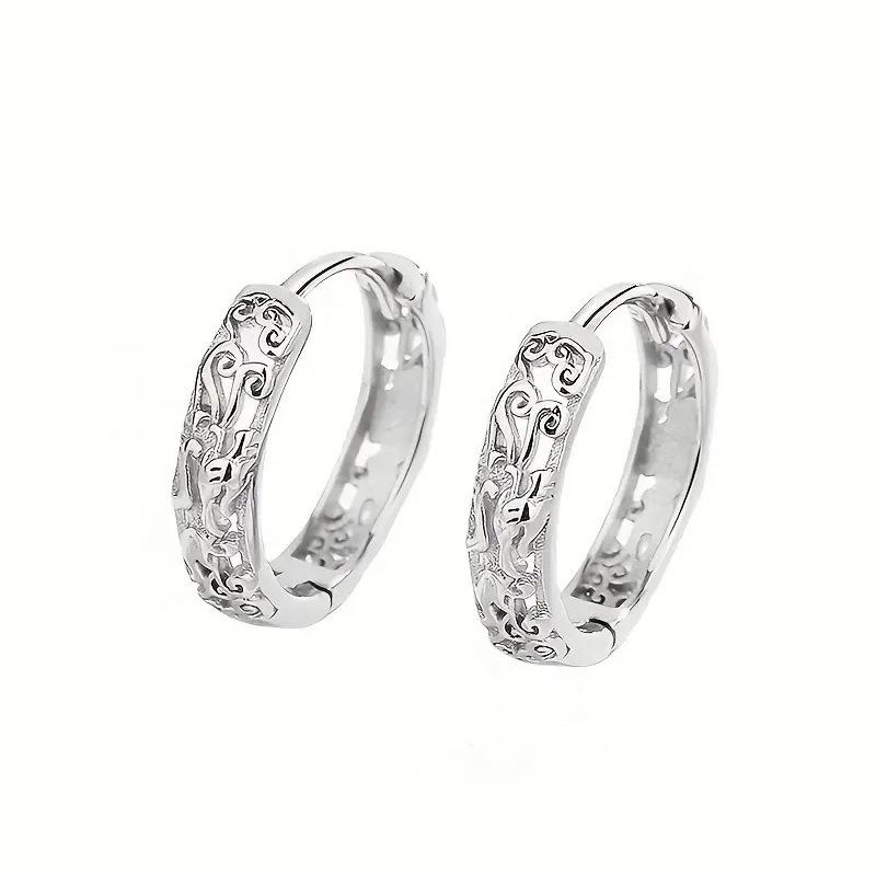 Metal Electroplated Hollowed-out Design Earrings for Women, Elegant Everyday Wear, Ladylike Ethnic Style Accessories