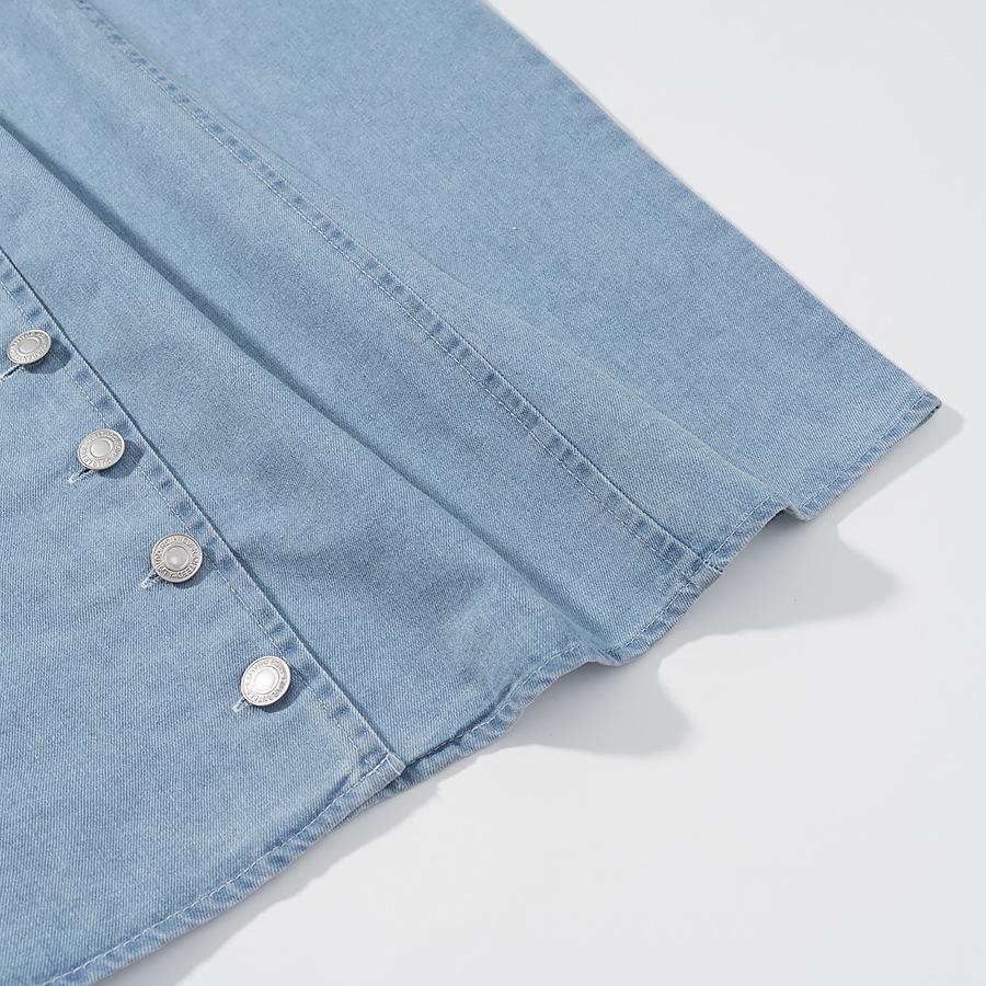 Women's Blue Sexy Button Denim Long Dress